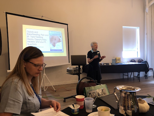 Jen Peddleson, AB/NWT APL, presenting on Opiods and Breastfeeding (and so much more PL news!) AB day